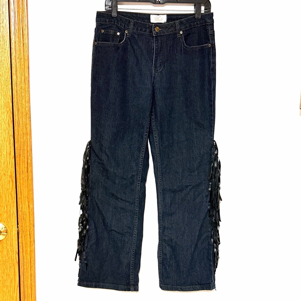 Midnight Velvet Catalog Fringe Side Dark Blue Denim Pants Urban Cowgirl Jeans